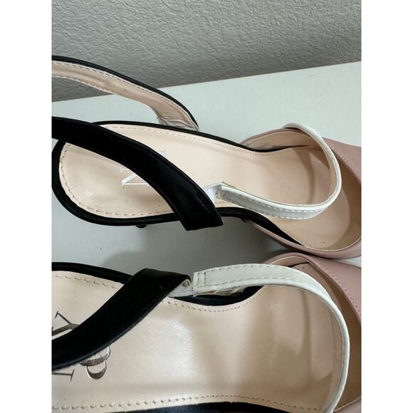 NY&C Black White Pink Strappy Heels Stiletto Slingback Shoes 6 - Picture 5 of 9